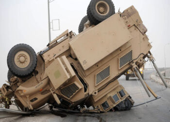 Military Humvee Crashes Over I-90 Wall in Bellevue’s Eastgate Neighborhood
