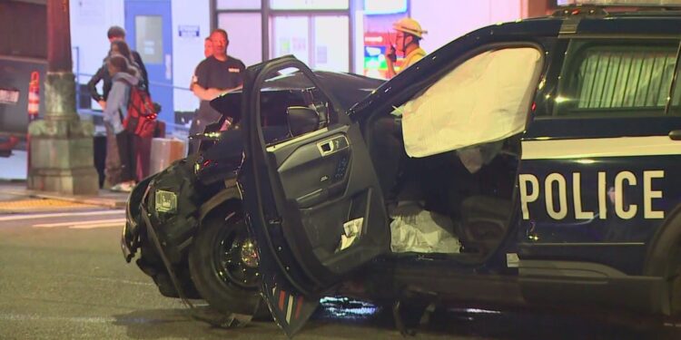 SPD Officer Collides with Uber at Downtown Seattle Intersection; Witnesses Say Patrol Car Ran Red Light