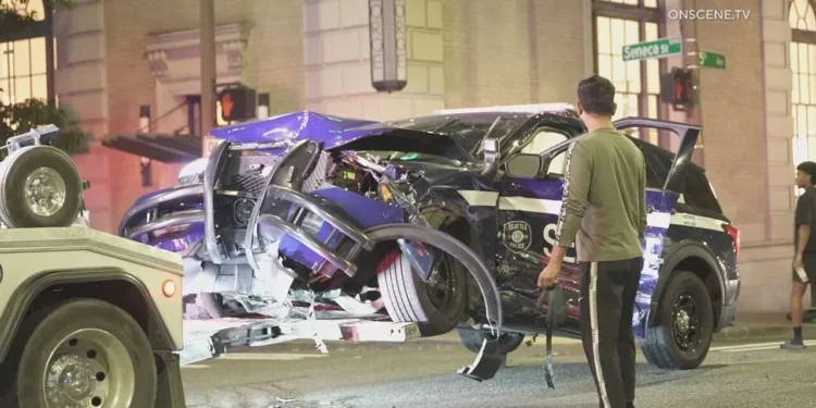 Seattle Police Cruiser Severely Damaged in Early Morning Downtown Crash