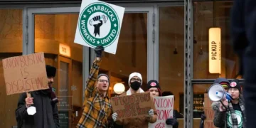 Starbucks Workers Protest Store Closures and Layoffs Outside Seattle SoDo Headquarters