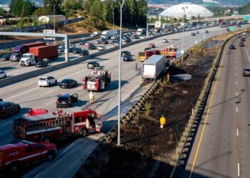 Pickup Truck Stuck Under Tanker on I-5 Near Tacoma Dome Causes Major Traffic Delays